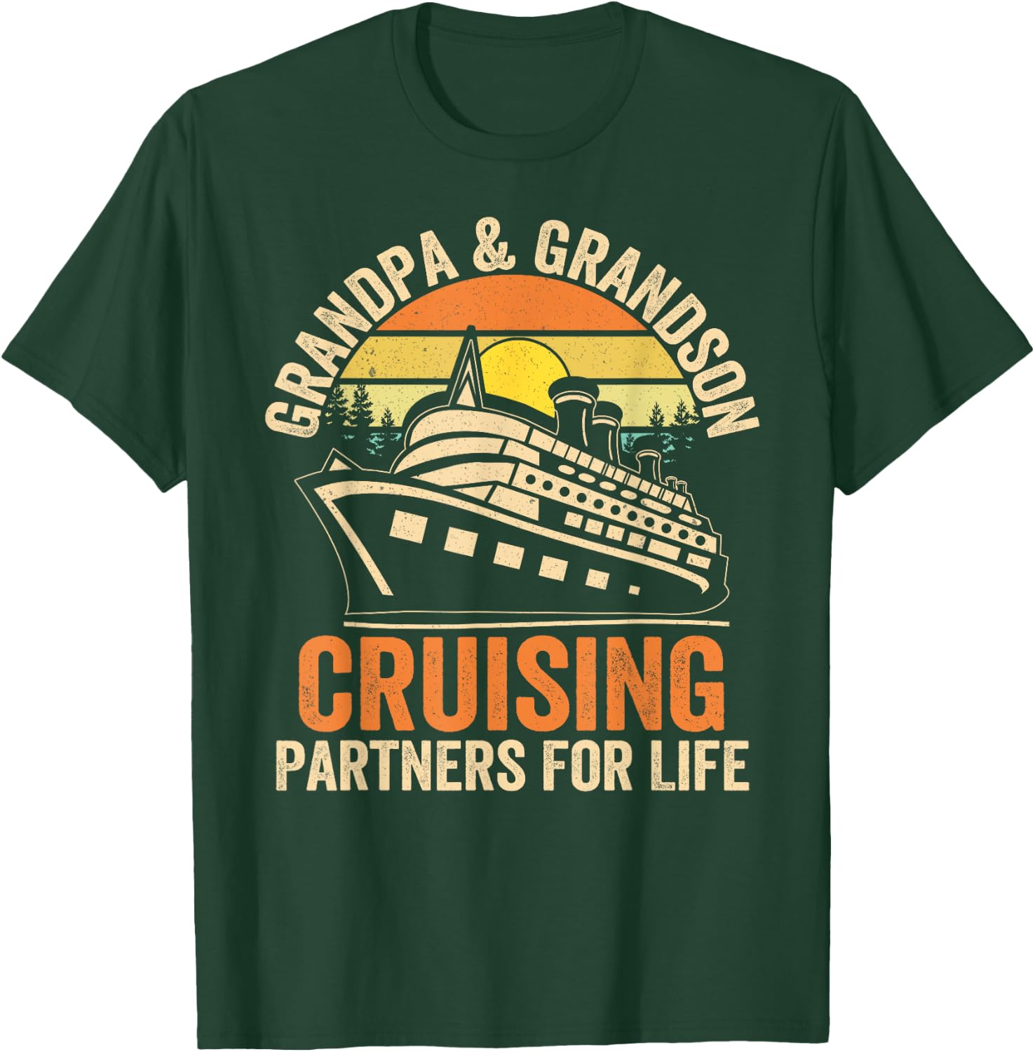 Grandpa Grandson Cruising Partner For Life Cruise Vacations T-Shirt - T-Shirt | Forest
