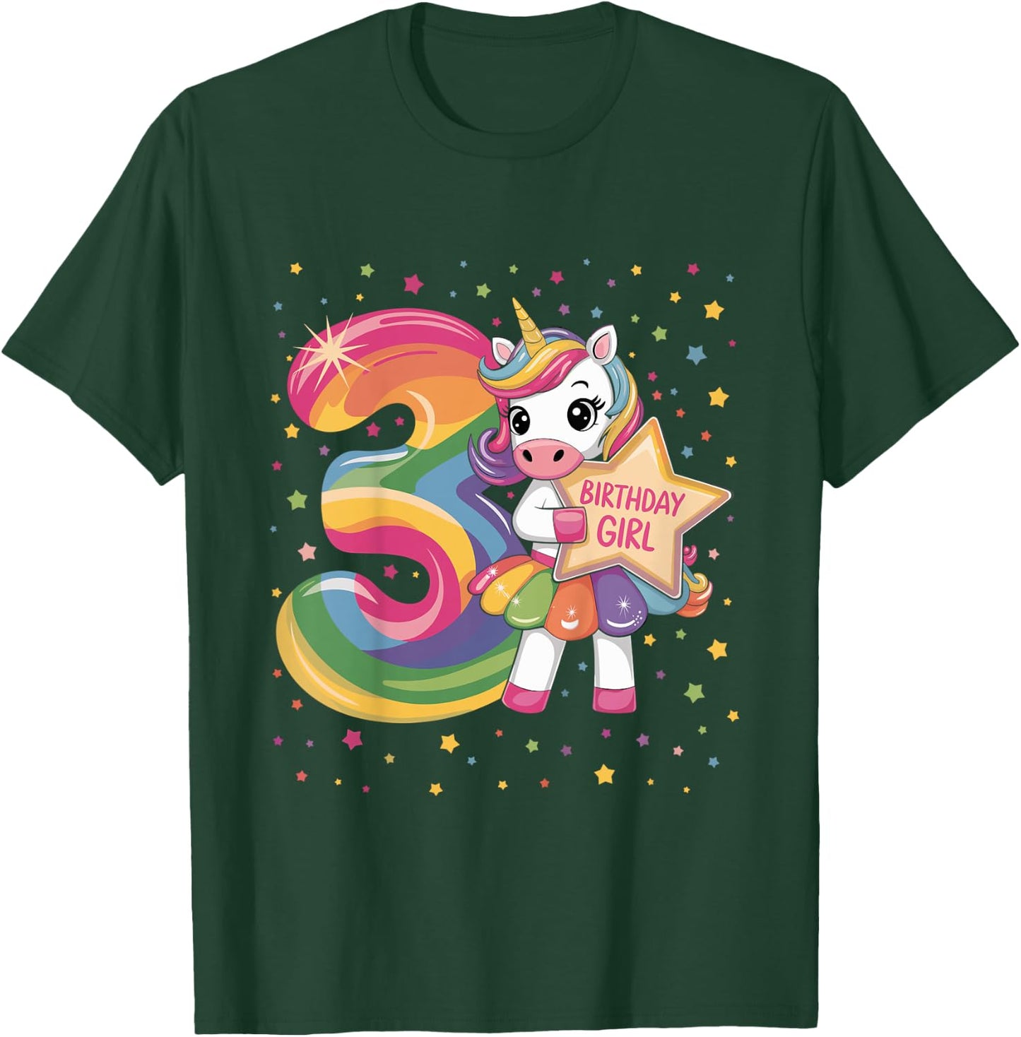 3 Year Old Unicorn 3nd Birthday Girl T-Shirt - T-Shirt | Forest