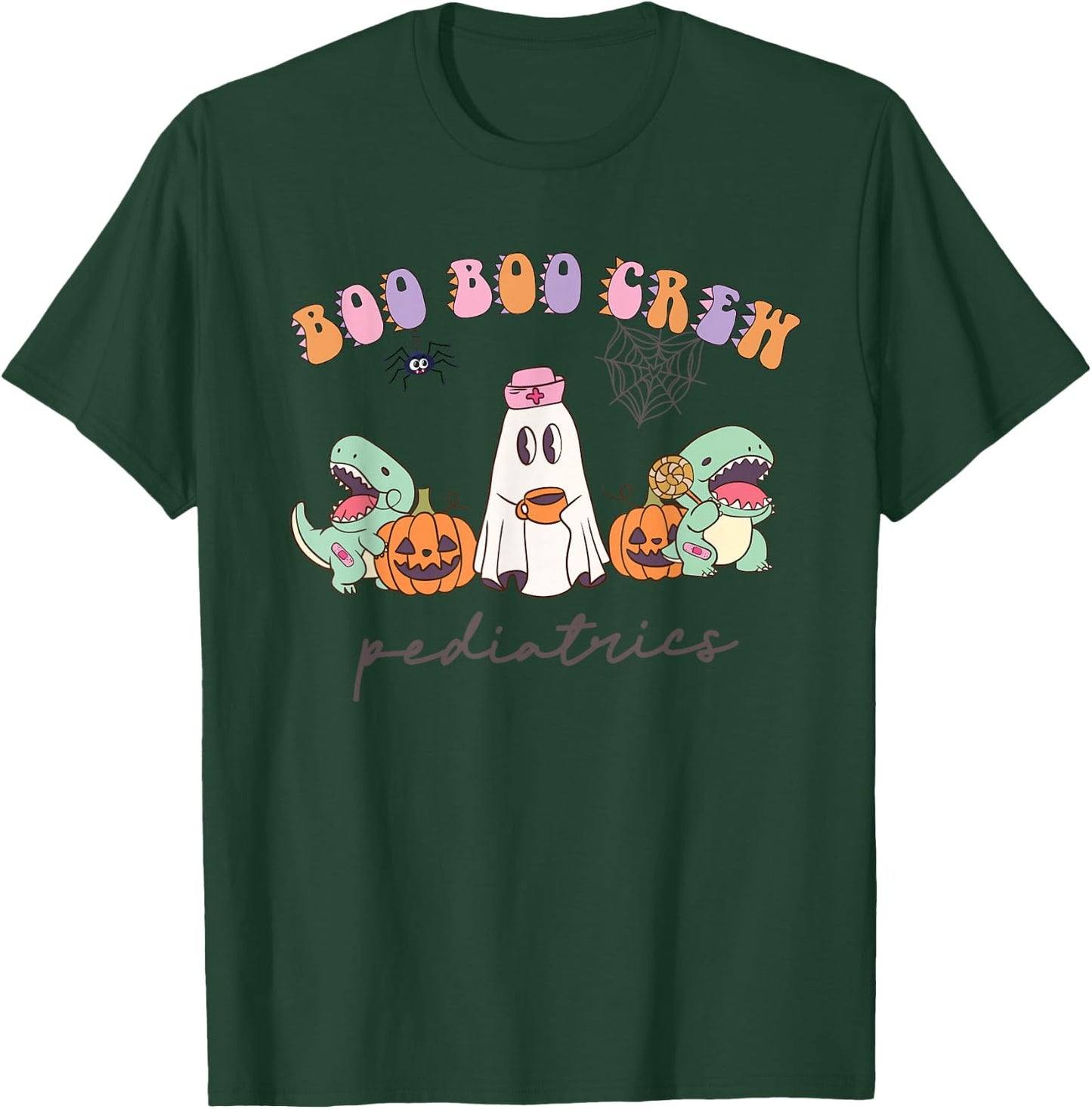 Boo Boo Crew Pediatrics Nurse Dinosaur Halloween PEDS Crew T-Shirt - T-Shirt | Forest