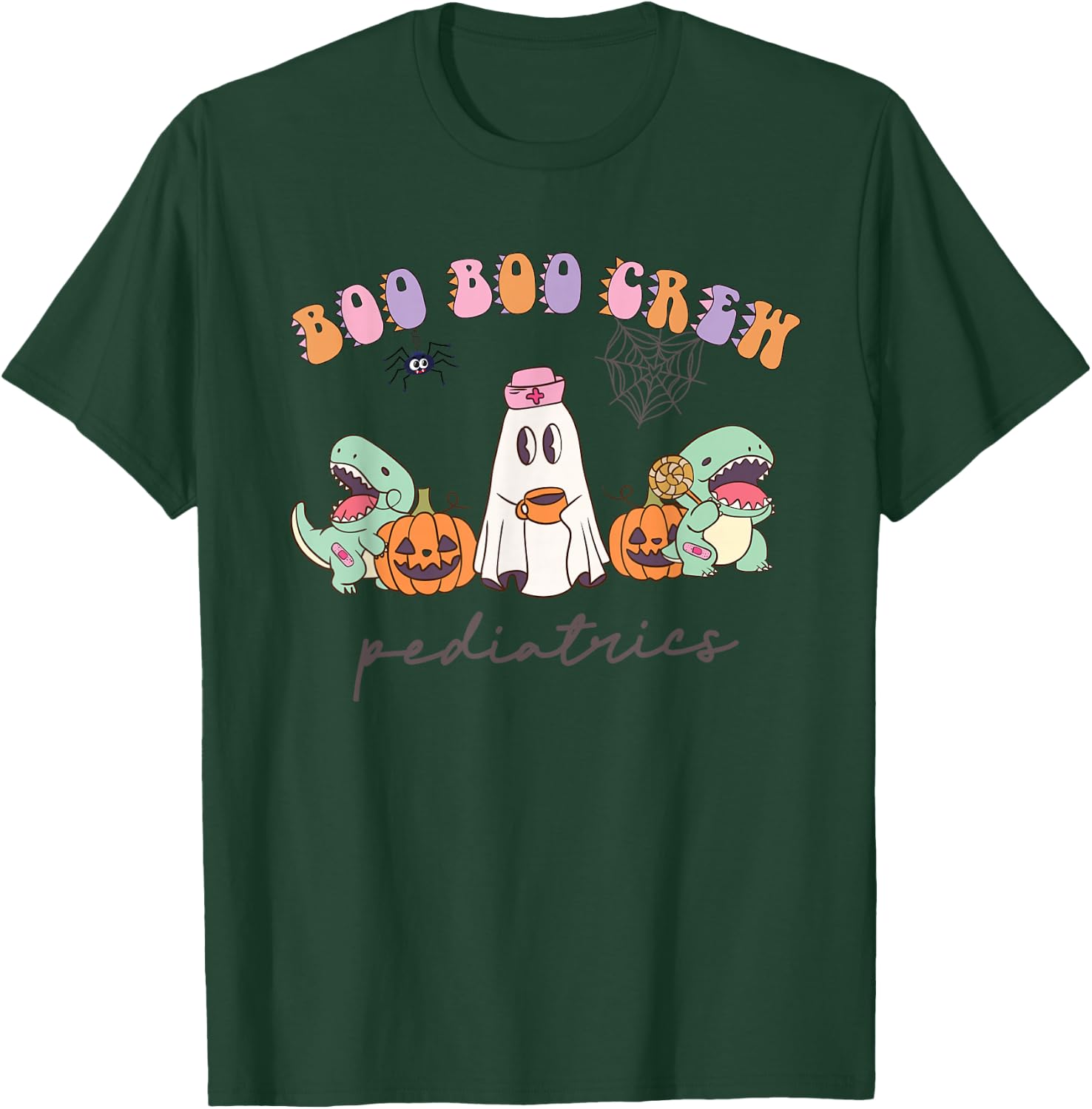 Boo Boo Crew Pediatrics Nurse Dinosaur Halloween PEDS Crew T-Shirt - T-Shirt | Forest