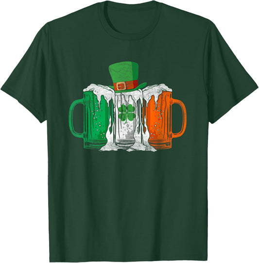 Irish Flag Ireland Beer St Patrick's Day Drink T-Shirt - T-Shirt | Forest