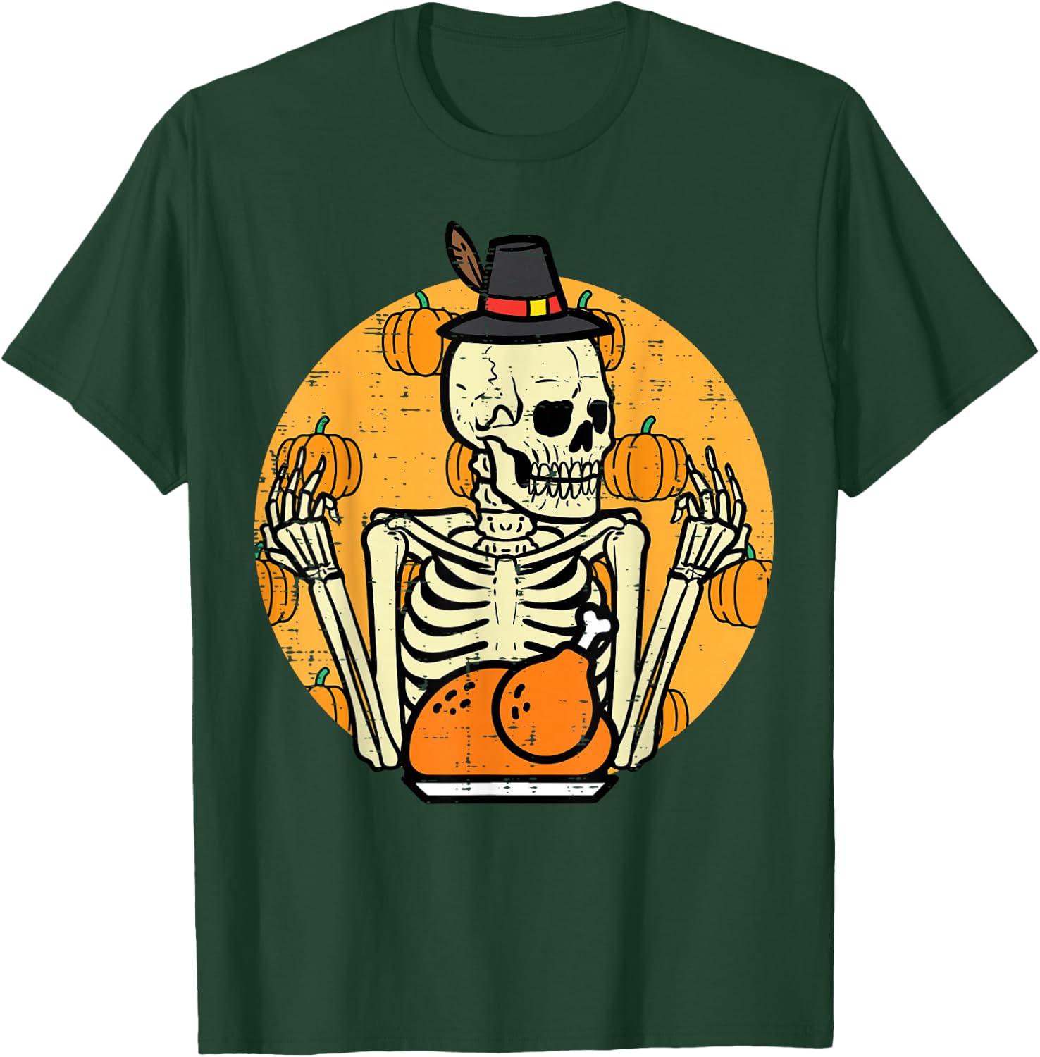 Thanksgiving Skeleton Turkey Day Halloween Men Women Kids T-Shirt - T-Shirt | Forest