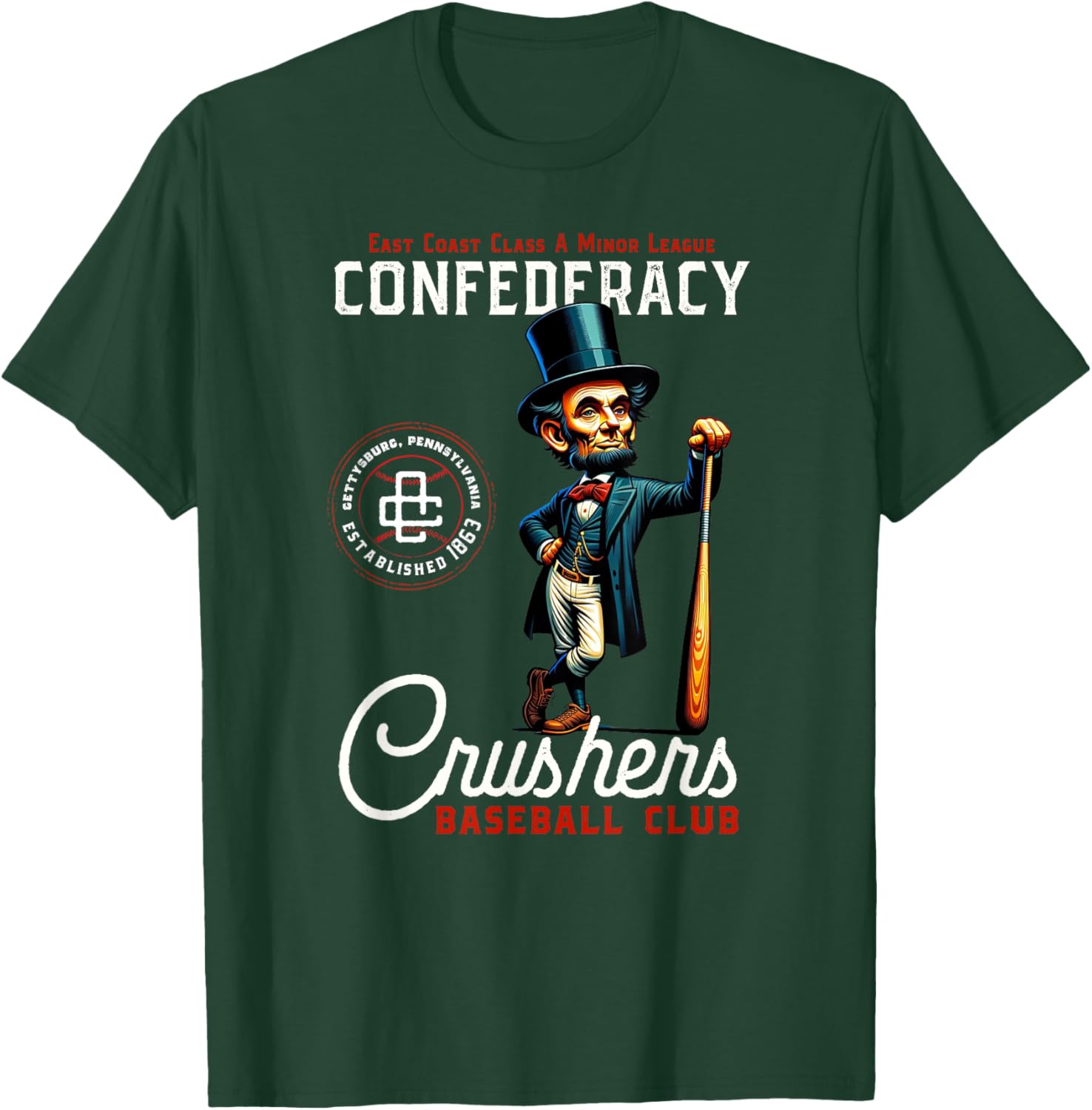 Confederacy Crushers Retro Minor League Baseball Team T-Shirt - T-Shirt | Forest
