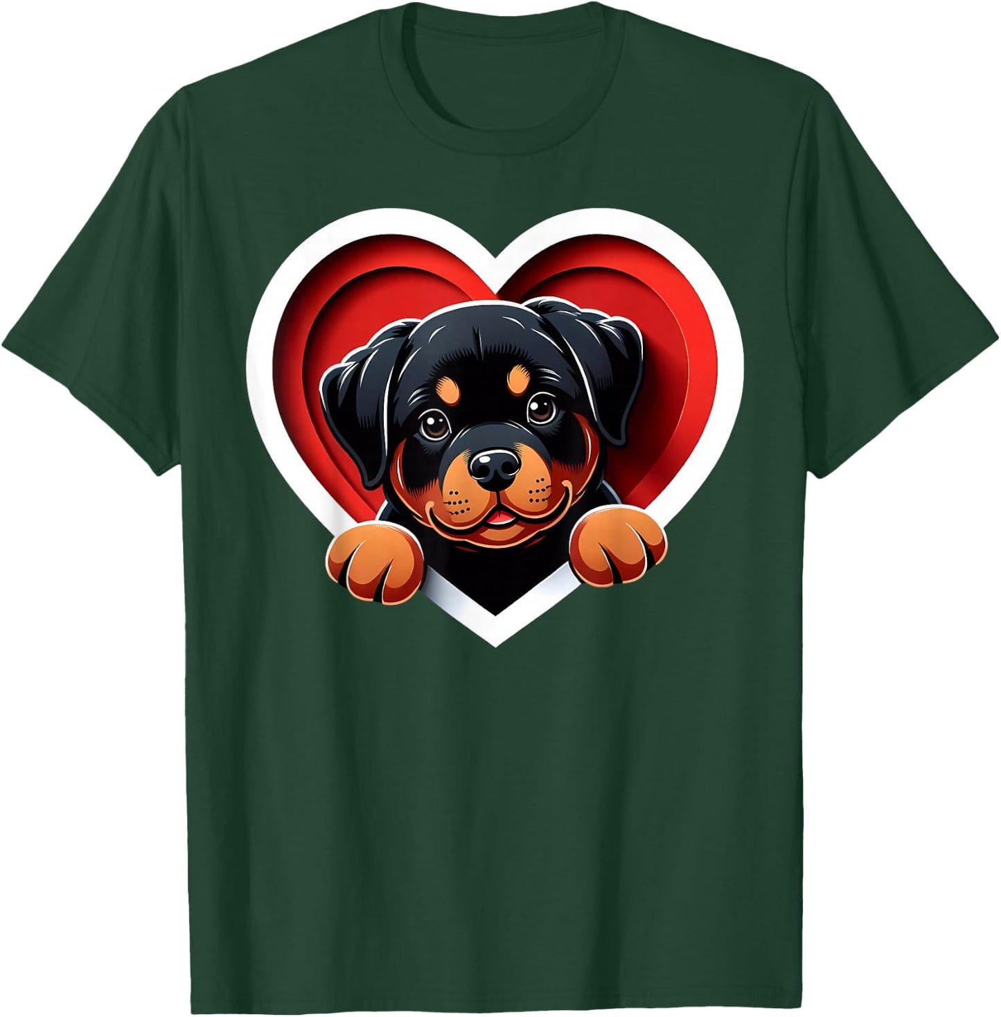 Rottweiler Heart Cute Rottie Puppy Dog Lover T-Shirt - T-Shirt | Forest