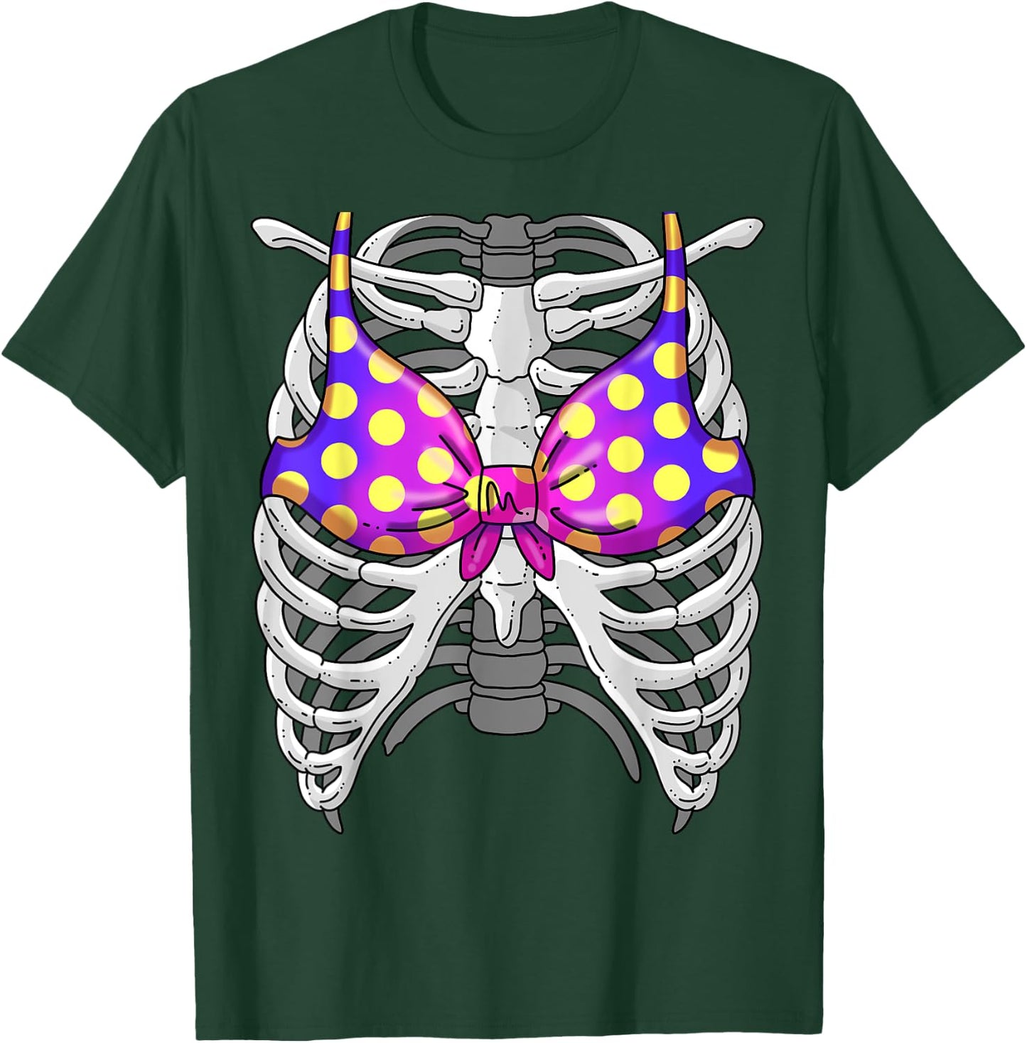 Funny Bikini Skeleton Rib Cage Swimsuit Fake Bathing Suit T-Shirt - T-Shirt | Forest