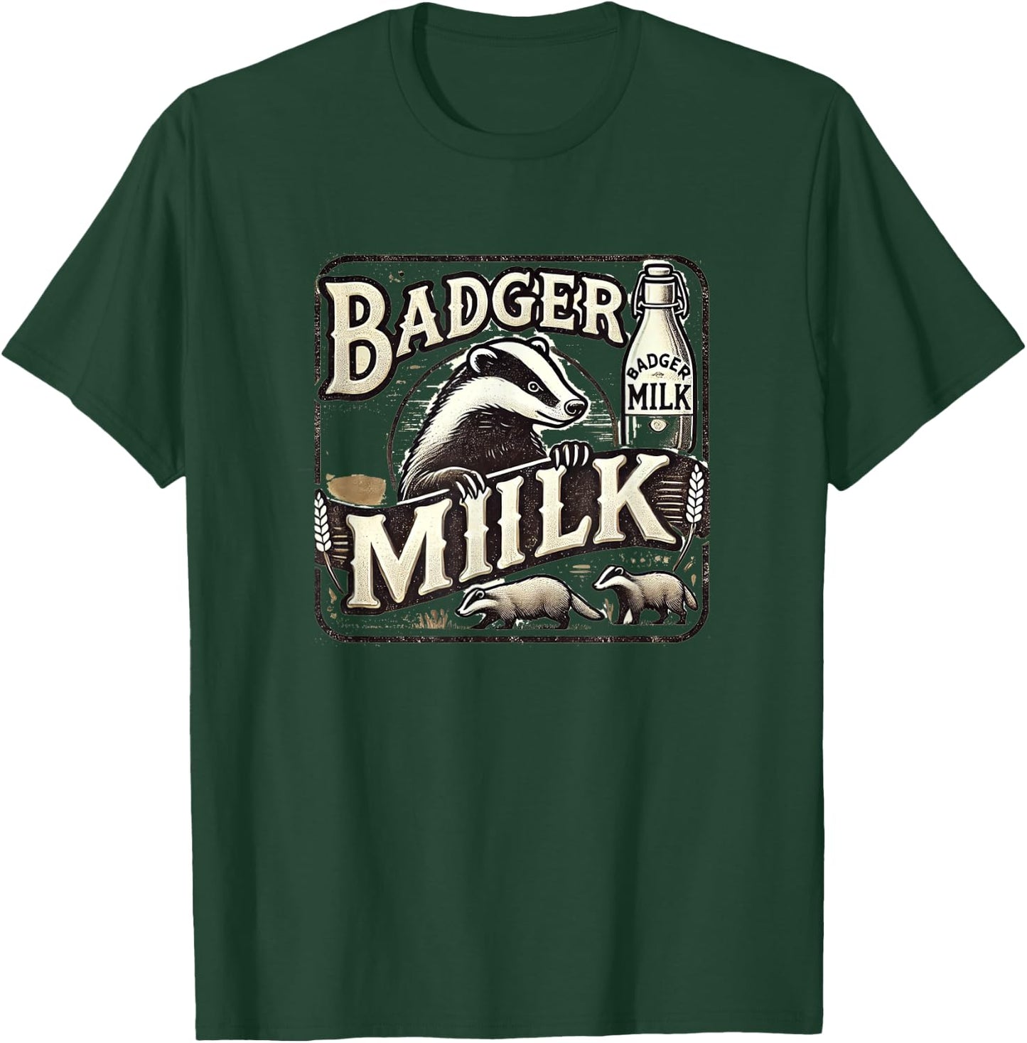 Funny Animal Badger Milk Vintage Advertising T-Shirt - T-Shirt | Forest