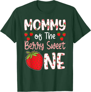 Mommy Of The Berry Sweet One Strawberry First Birthday T-Shirt - T-Shirt | Forest