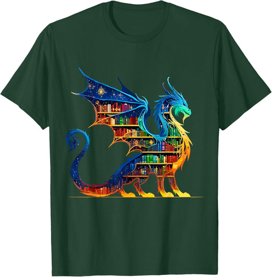 Book Dragon Reading Book Lover T-Shirt - T-Shirt | Forest