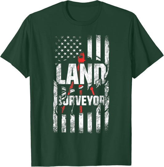 Land Surveying Flag Funny Surveyor Gifts T-Shirt - T-Shirt | Forest