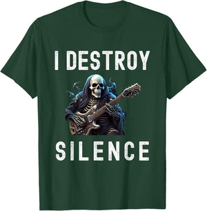 I Destroy Silence Ghost Guitar Funny Guitar T-Shirt - T-Shirt | Forest