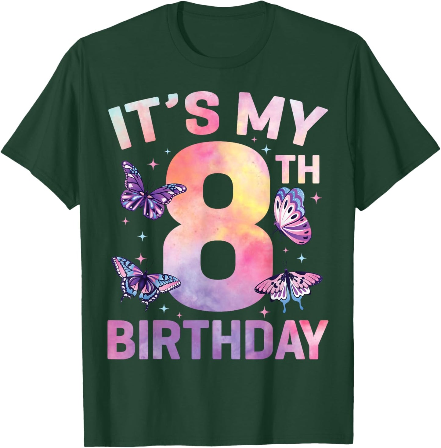 Kids It's My 8th Birthday Butterfly 8 Years Old T-Shirt - T-Shirt | Forest
