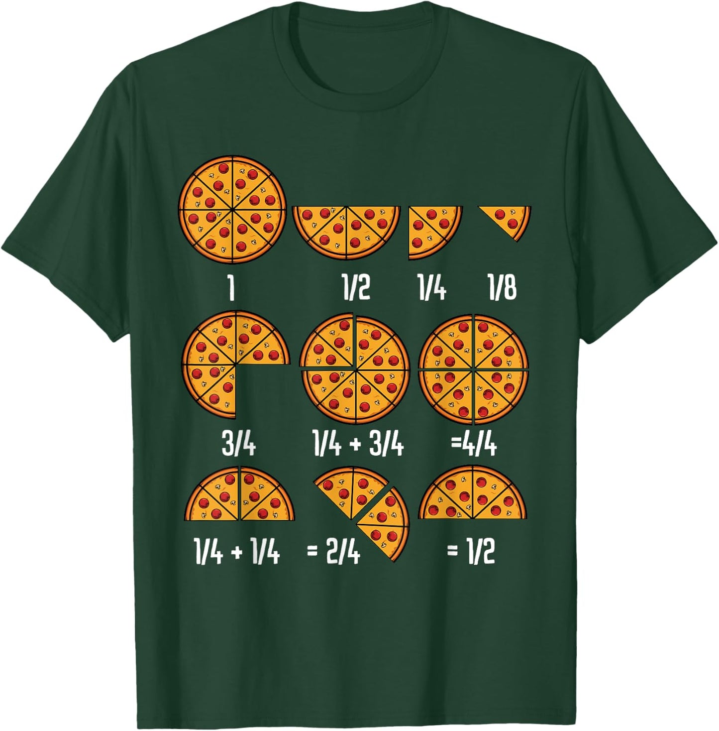 Pizza Maths Fractional Calculation Italian Food Kitchen T-Shirt - T-Shirt | Forest