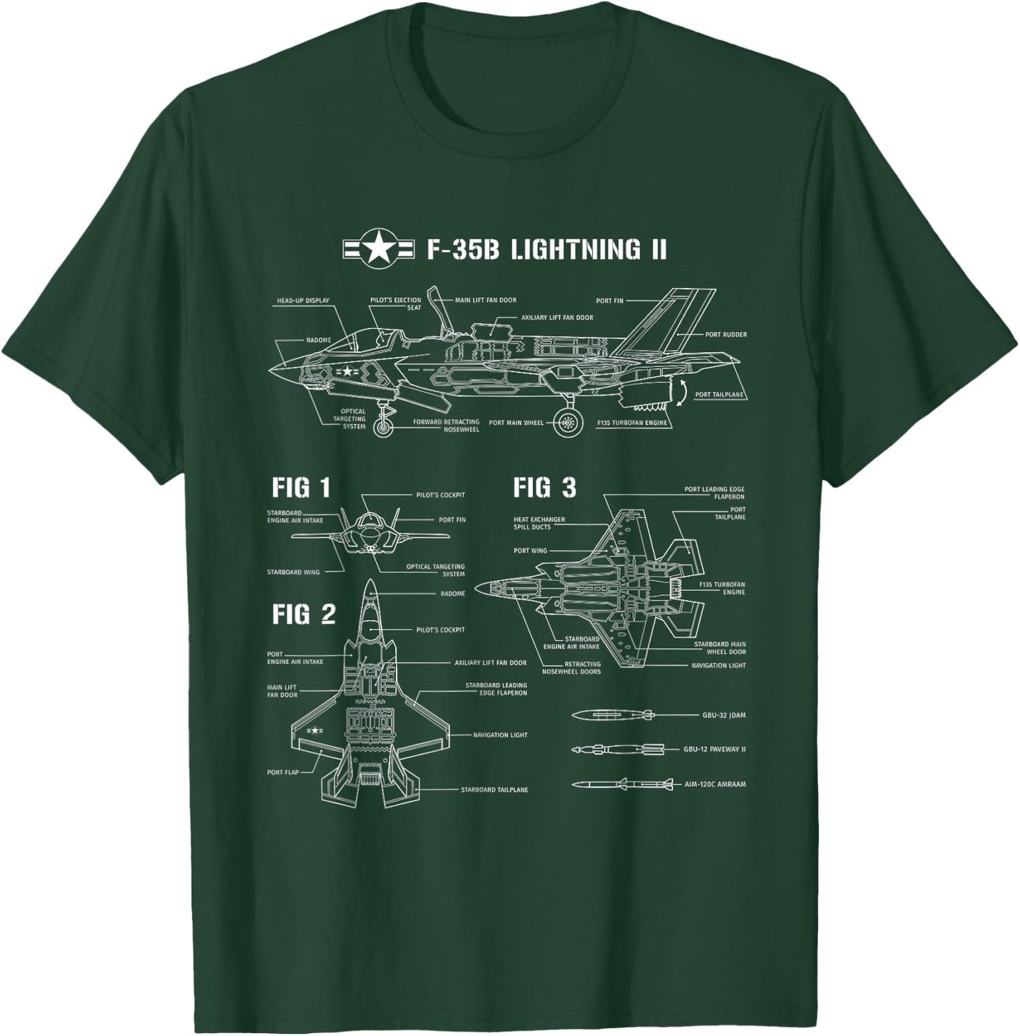 Blueprint for Camouflage Hunter F35 Lightning T-Shirt - T-Shirt | Forest