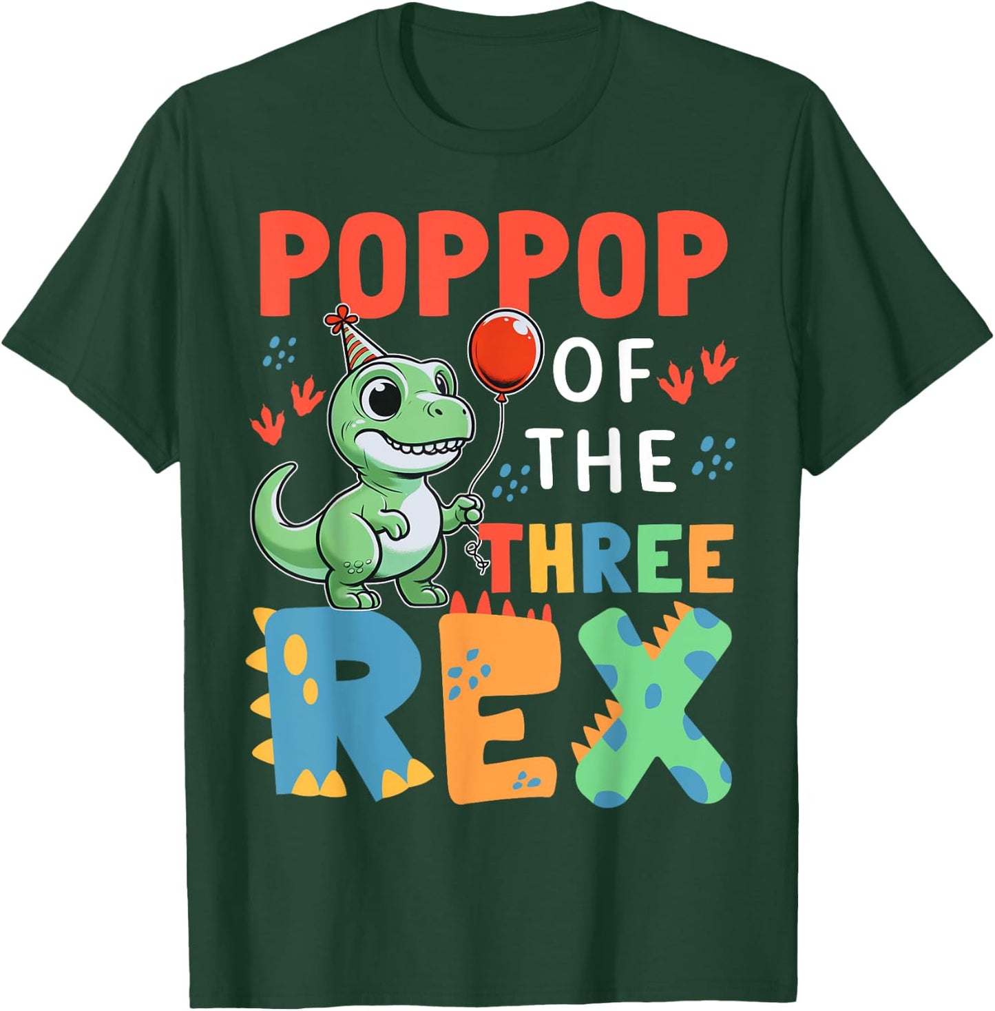 Poppop Of The Three Rex Birthday Dinosaur 3rd Bday Party T-Shirt - T-Shirt | Forest