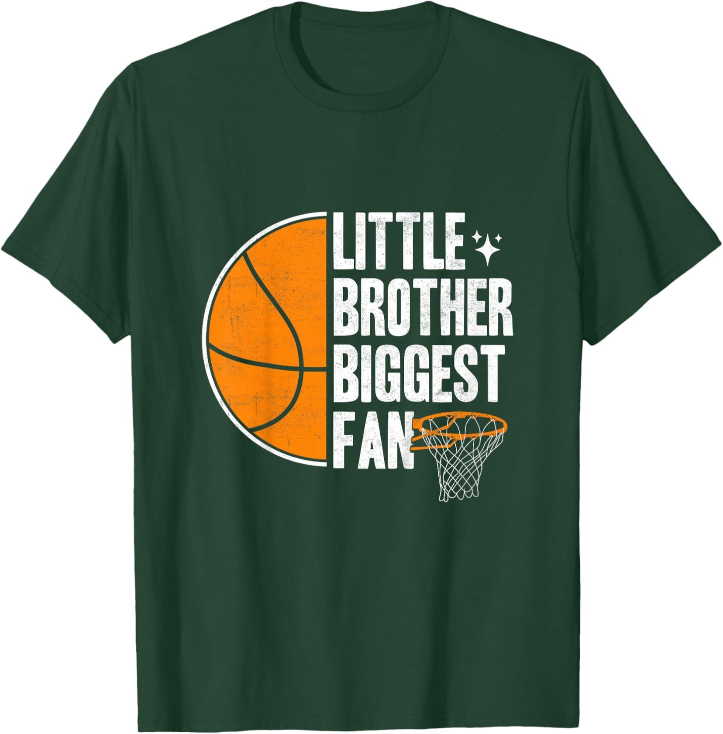 Kids Basketball Little brother Biggest Fan Basketball brother T-Shirt - T-Shirt | Forest