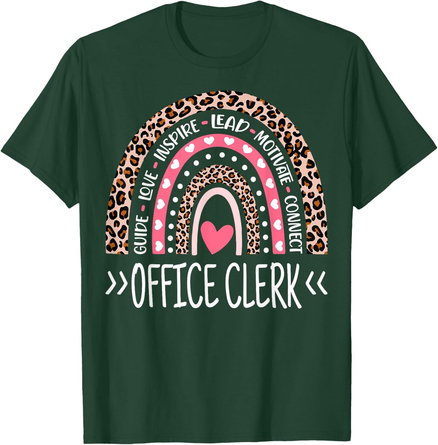 Funny Office Clerk Rainbow Leopard Print Office Clerk T-Shirt - T-Shirt | Forest