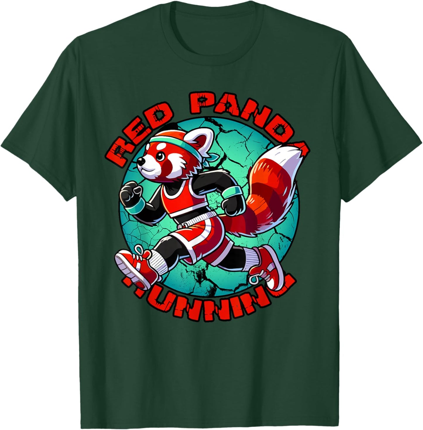 Red Panda Running Funny Runner T-Shirt - T-Shirt | Forest