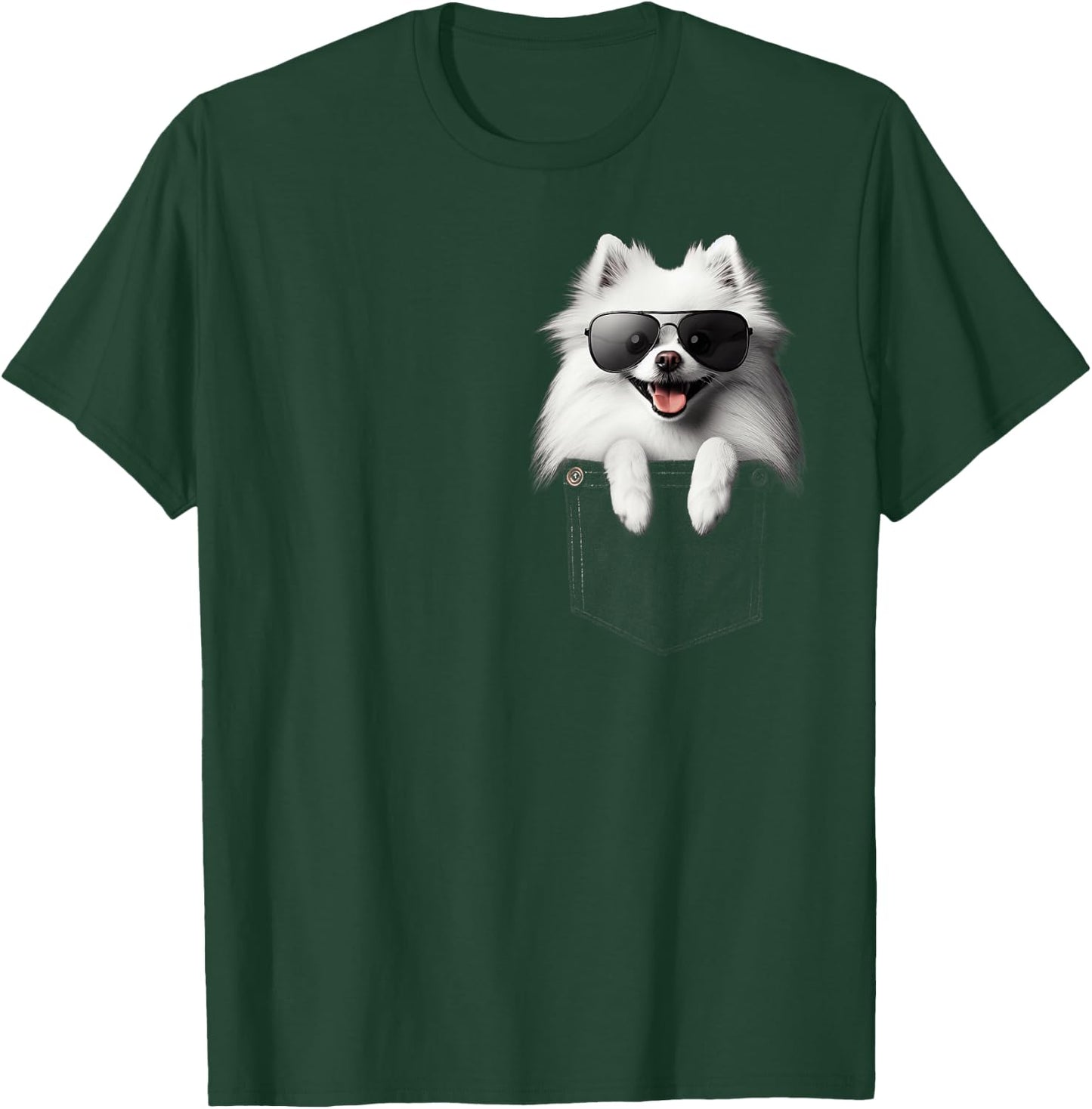 Pocket American Eskimo Dog Cute Dog Lover Owner Gift T-Shirt - T-Shirt | Forest