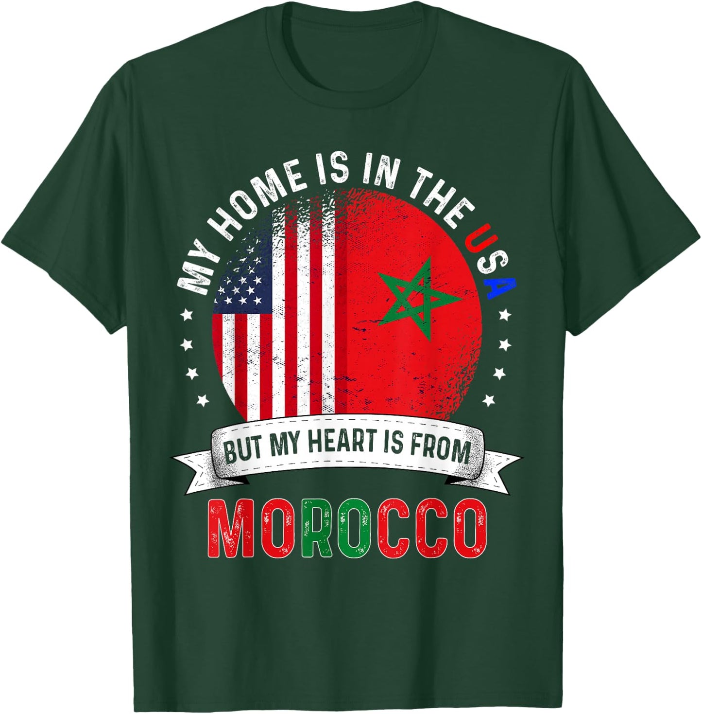 Moroccan American Patriot Heart is from Morocco Flag T-Shirt - T-Shirt | Forest