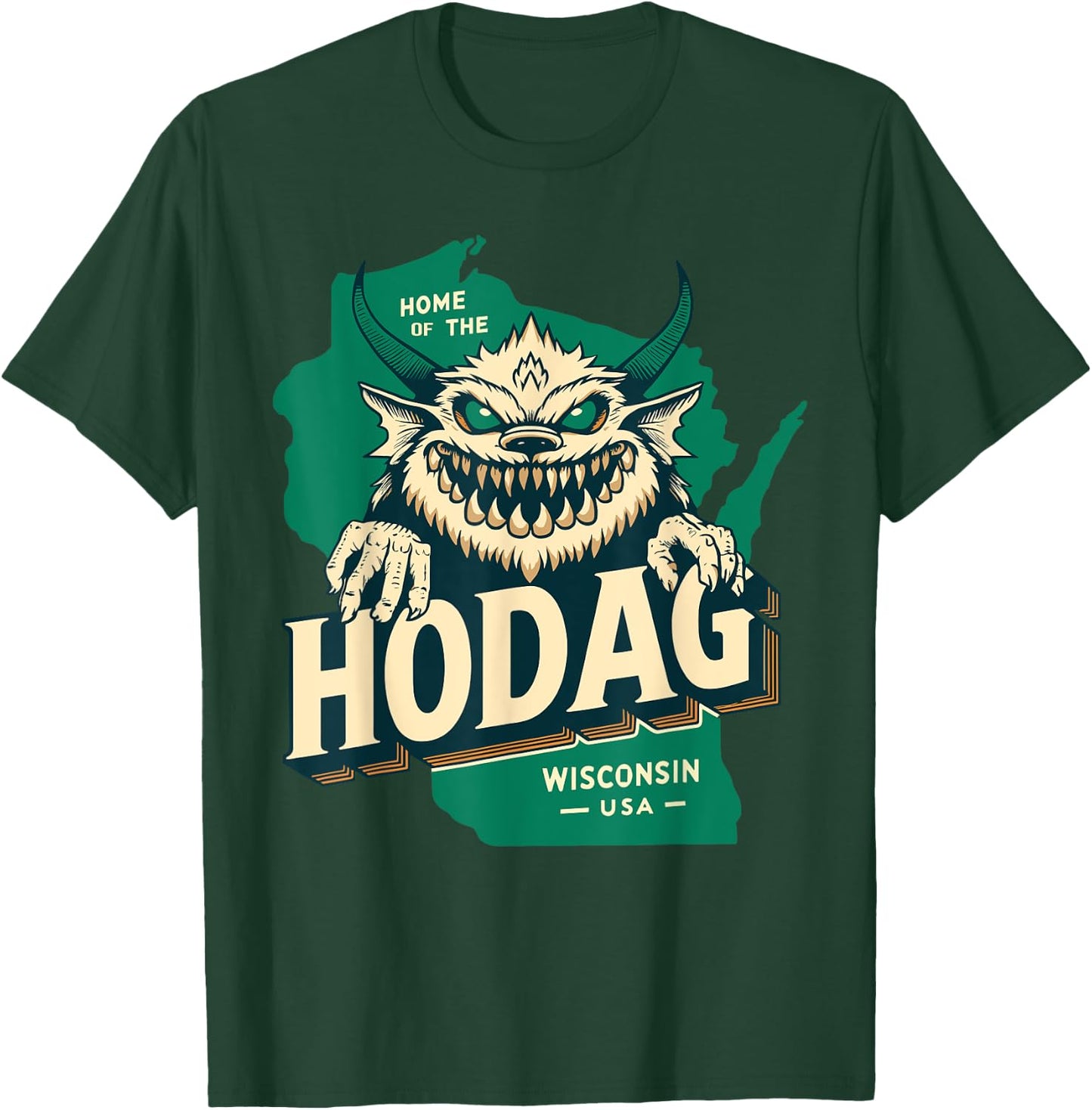 Home State Hodag Wisconsin USA Cryptid Paranormal Design T-Shirt - T-Shirt | Forest