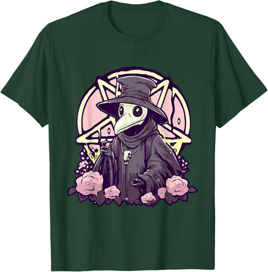 Pastel Goth Creepy Plague Doctor Roses and Pentagram Kawaii T-Shirt - T-Shirt | Forest