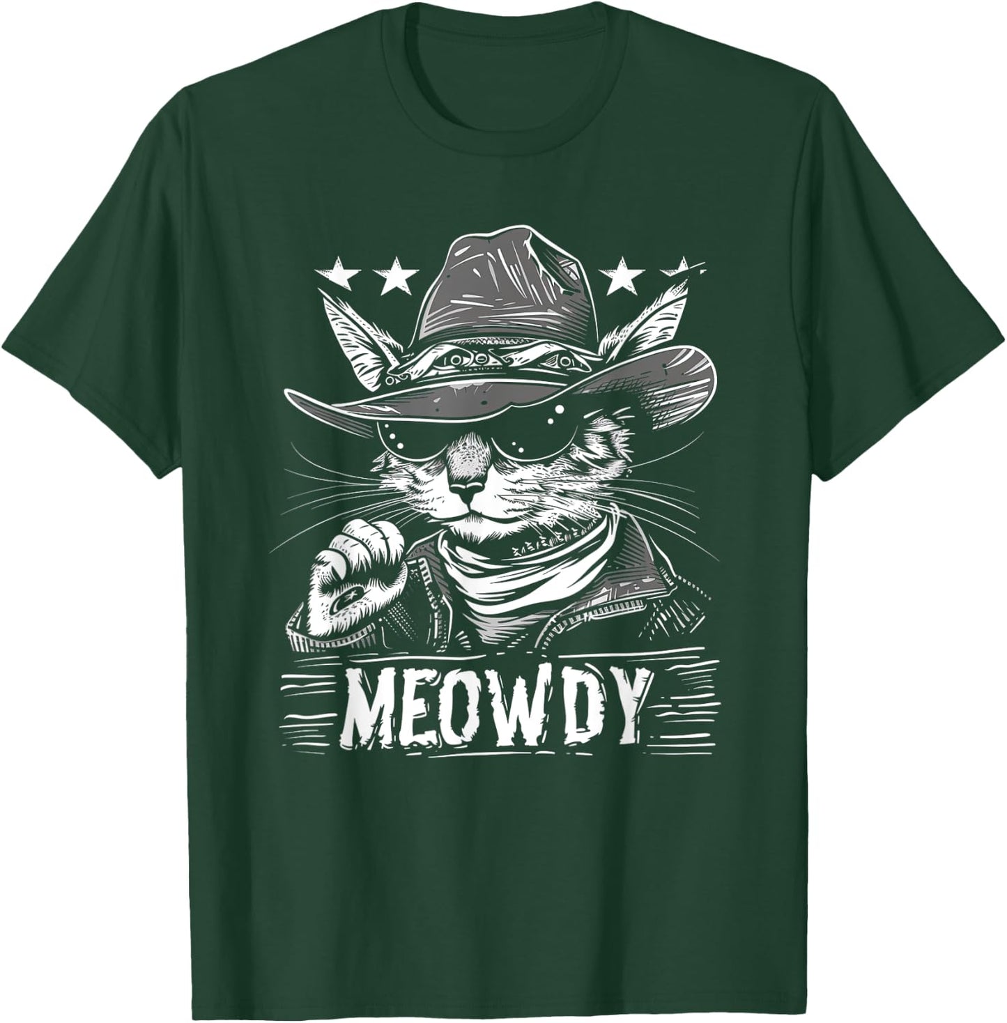 Meowdy Cat, Cowboy Kitten, Country Music T-Shirt - T-Shirt | Forest