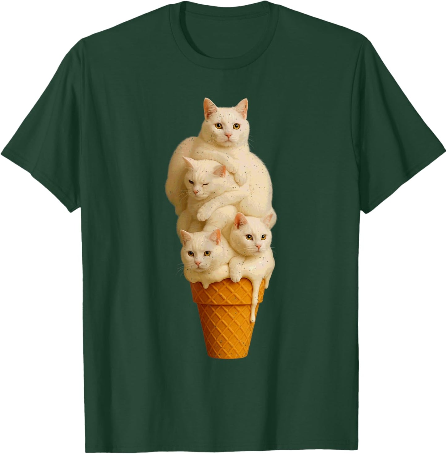 Cat Ice Cream Cute Pet Kitten Lover Feline Summer Vibes T-Shirt - T-Shirt | Forest