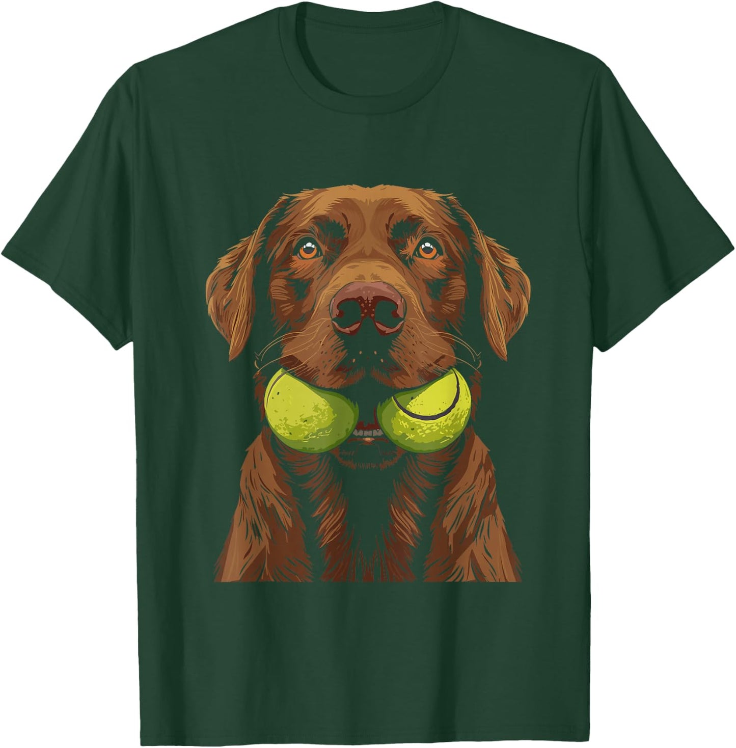 Funny Dog Biting Yellow Tennis Ball Dog T-Shirt - T-Shirt | Forest