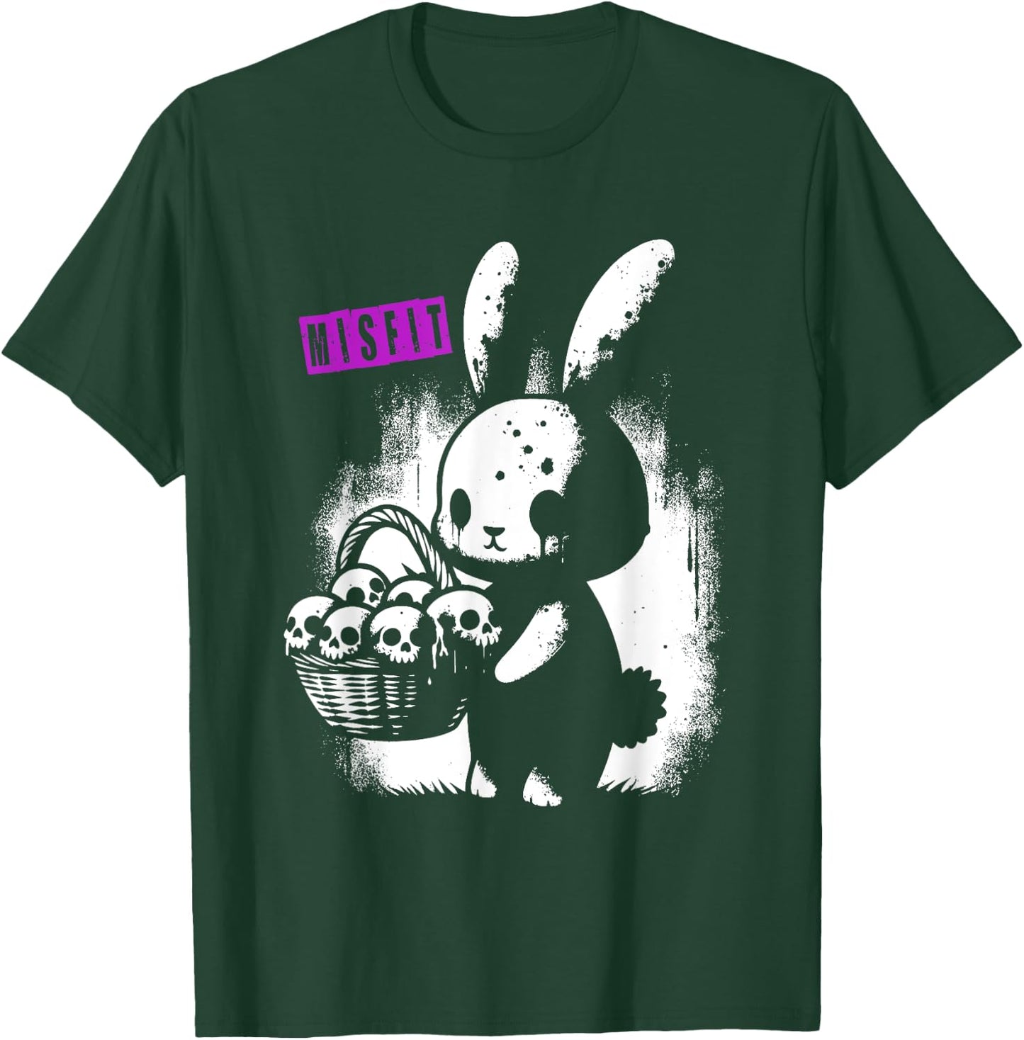 Zombie Bunny With Skull Basket - Cute Creepy Halloween Lover T-Shirt - T-Shirt | Forest
