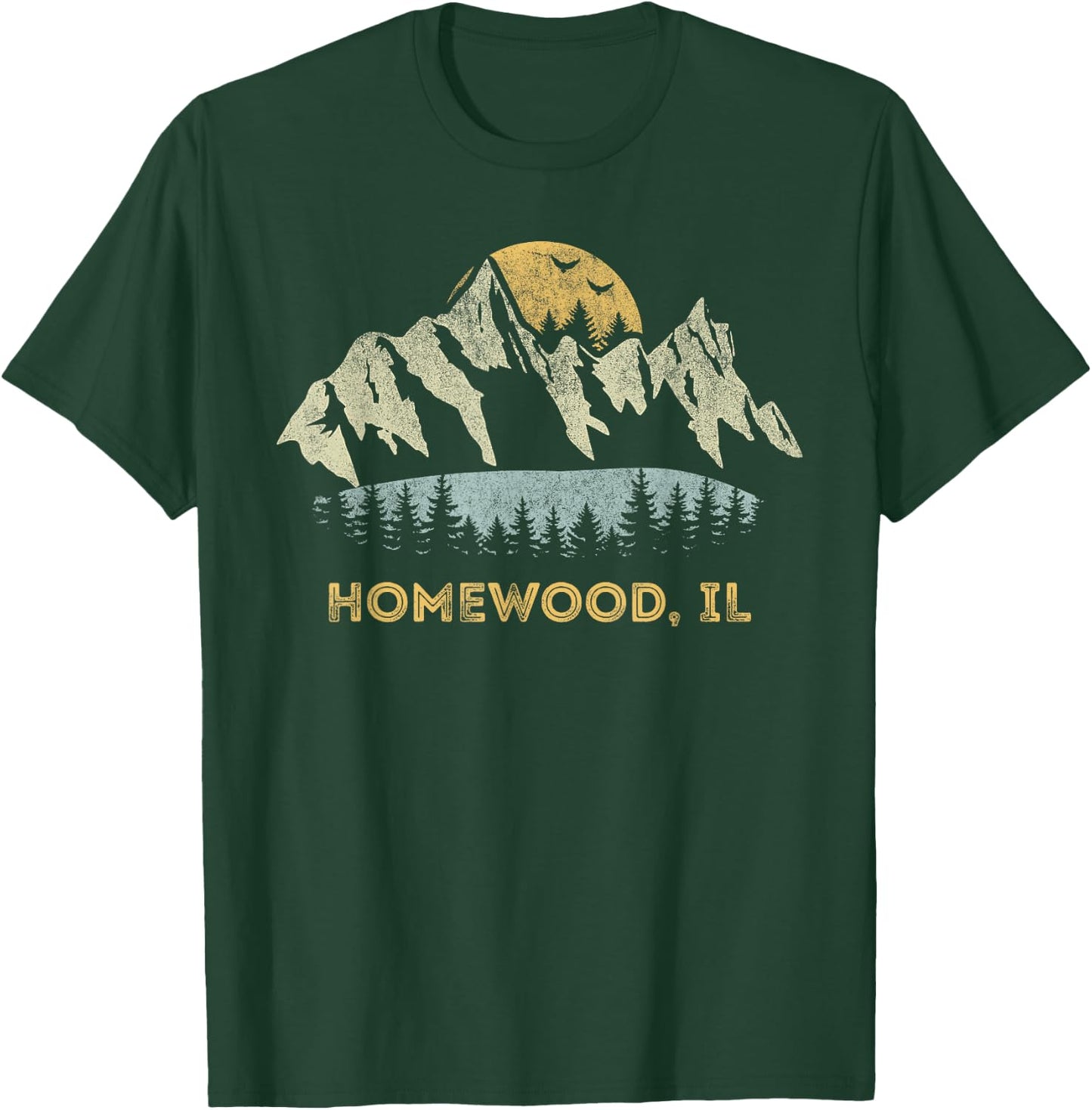 Homewood Illinois Mountain Sunset Sunrise IL T-Shirt - T-Shirt | Forest