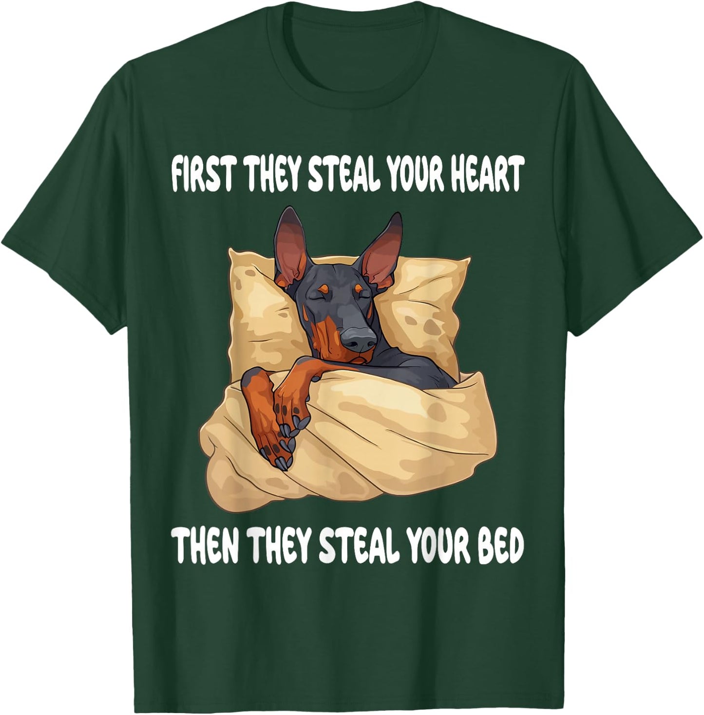 Doberman Pinscher Sleeping Pajamas Nightgown T-Shirt - T-Shirt | Forest