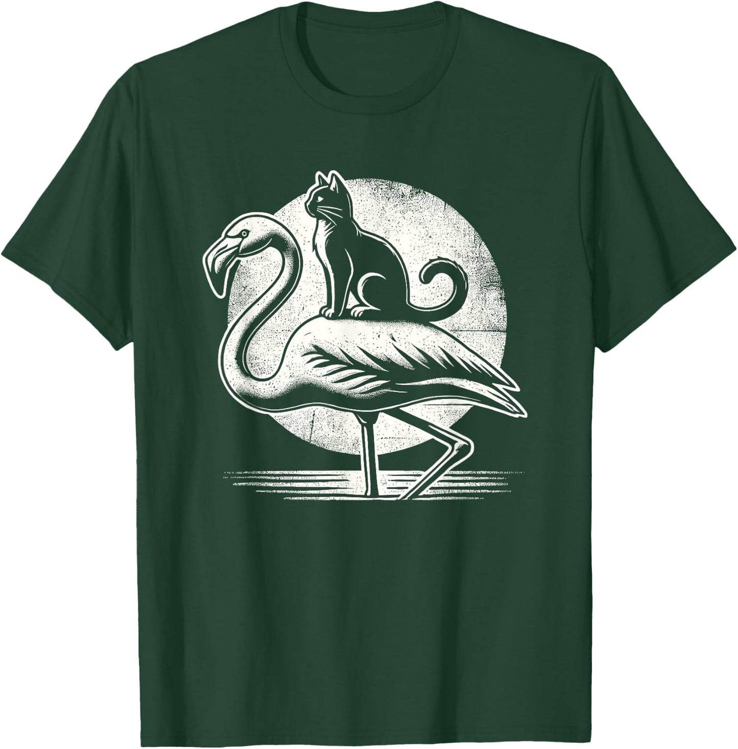 Cat Riding a Flamingo Funny T-Shirt - T-Shirt | Forest