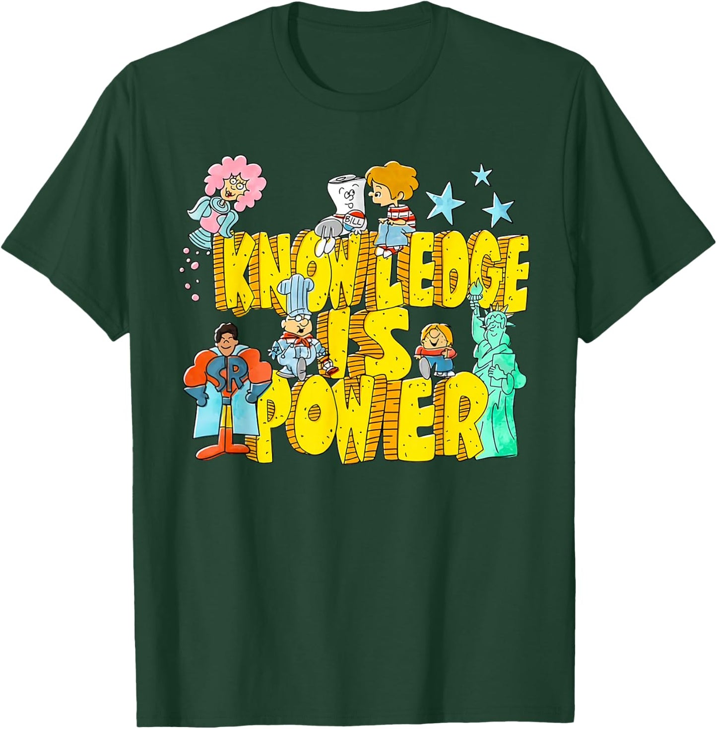 Knowledge Is Power Graphic Kids Humor Teacher Gift T-Shirt - T-Shirt | Forest