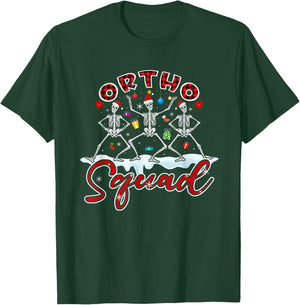Ortho Squad Christmas Skeletons Orthopedics Nurse Rn Crew T-Shirt - T-Shirt | Forest