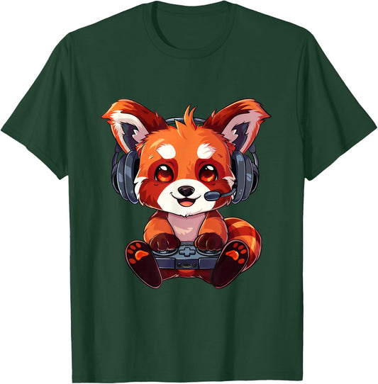 Cute Red Panda Gaming Gamer T-Shirt - T-Shirt | Forest