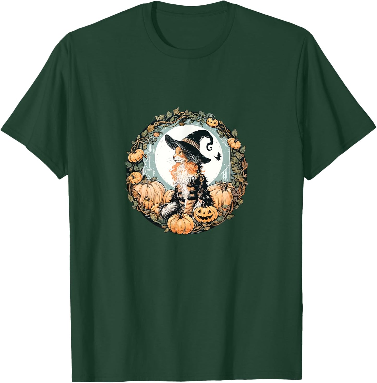 Halloween Dilute Calico Maine Coon Cat Illustration T-Shirt - T-Shirt | Forest