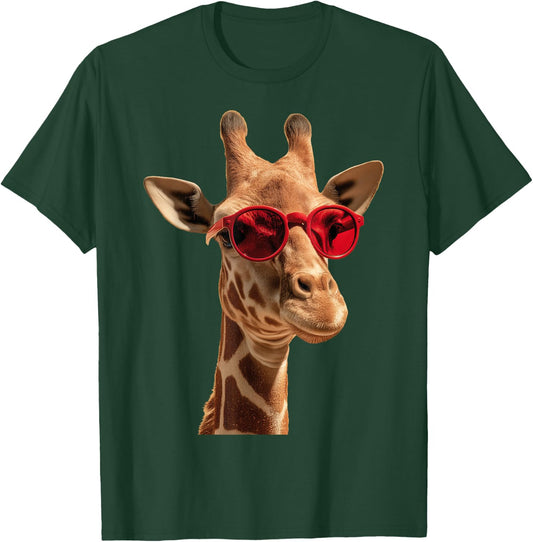 Giraffe Wearing Sunglasses Funny Graphic T-Shirt - T-Shirt | Forest
