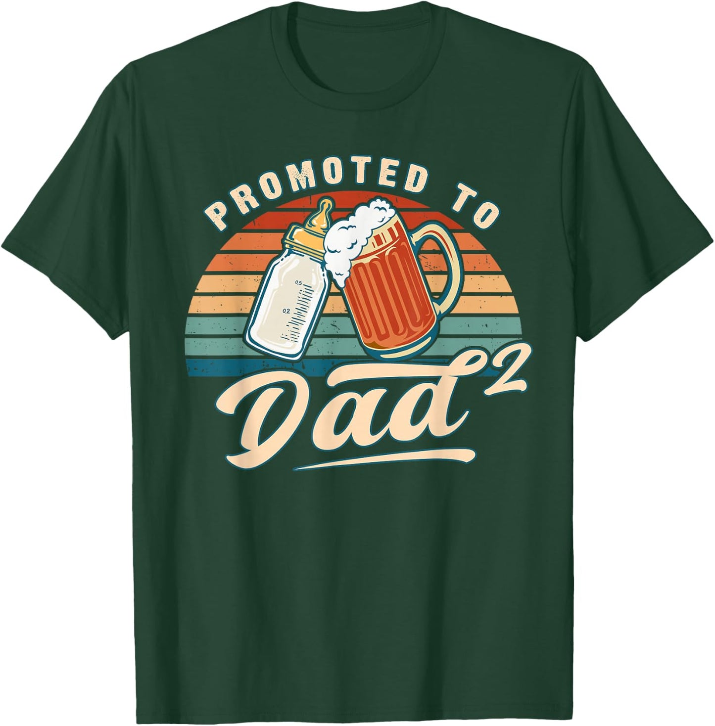 Promoted to Dad of 2 Retro Baby Reveal Idea T-Shirt - T-Shirt | Forest