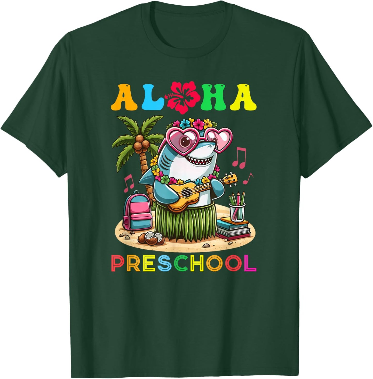 Aloha Preschool Shark Hawaii Back to School Kids Girl T-Shirt - T-Shirt | Forest