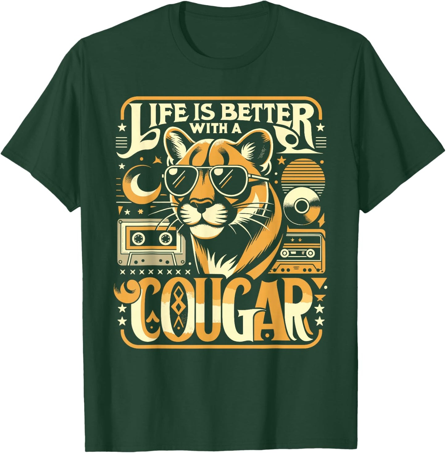 Life Is Better With A COUGAR Shirt Funny COUGARS T-Shirt - T-Shirt | Forest