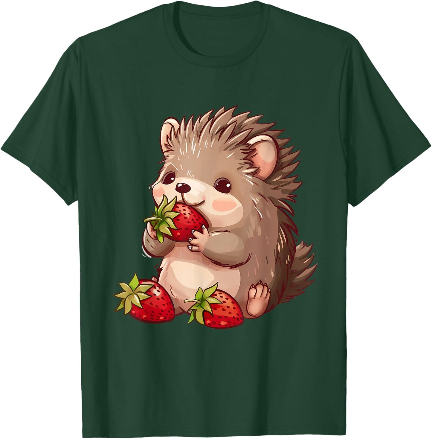 Strawberry Hedgehog Cute Hedgehog Strawberries Wildlife T-Shirt - T-Shirt | Forest