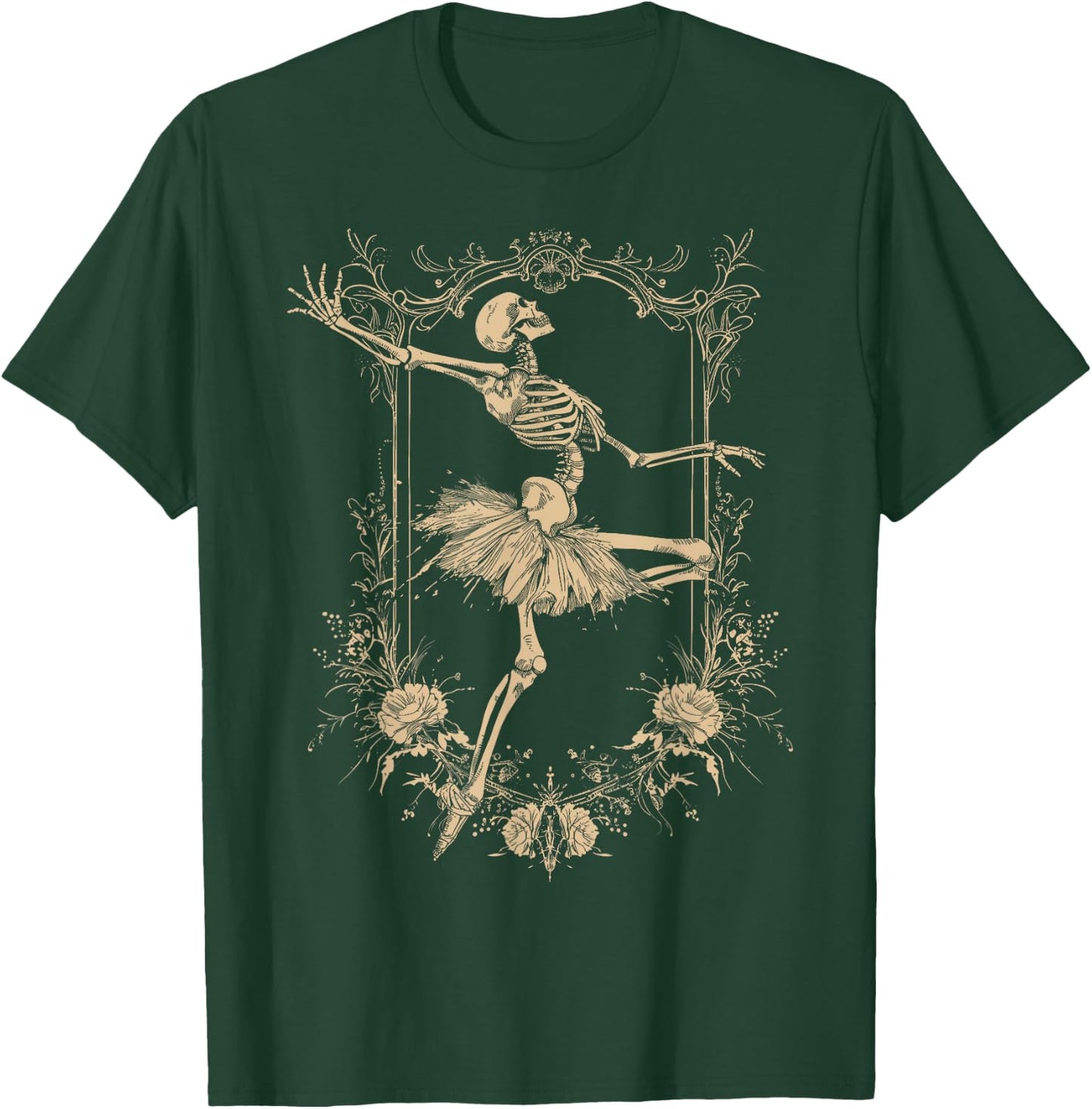 Retro Halloween Dancing Ballerina Skeleton Goth Design T-Shirt - T-Shirt | Forest