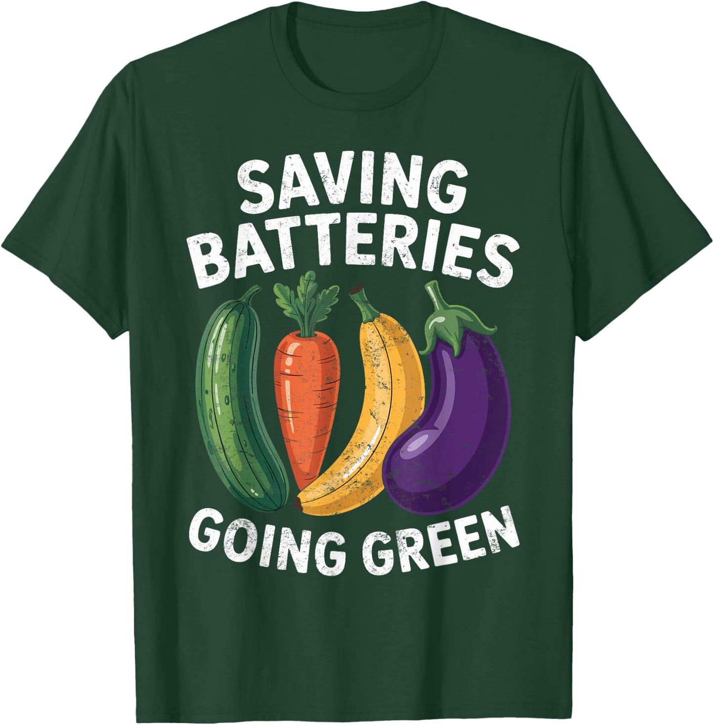 Saving Batteries Going Green Funny Inappropriate Women Retro T-Shirt - T-Shirt | Forest