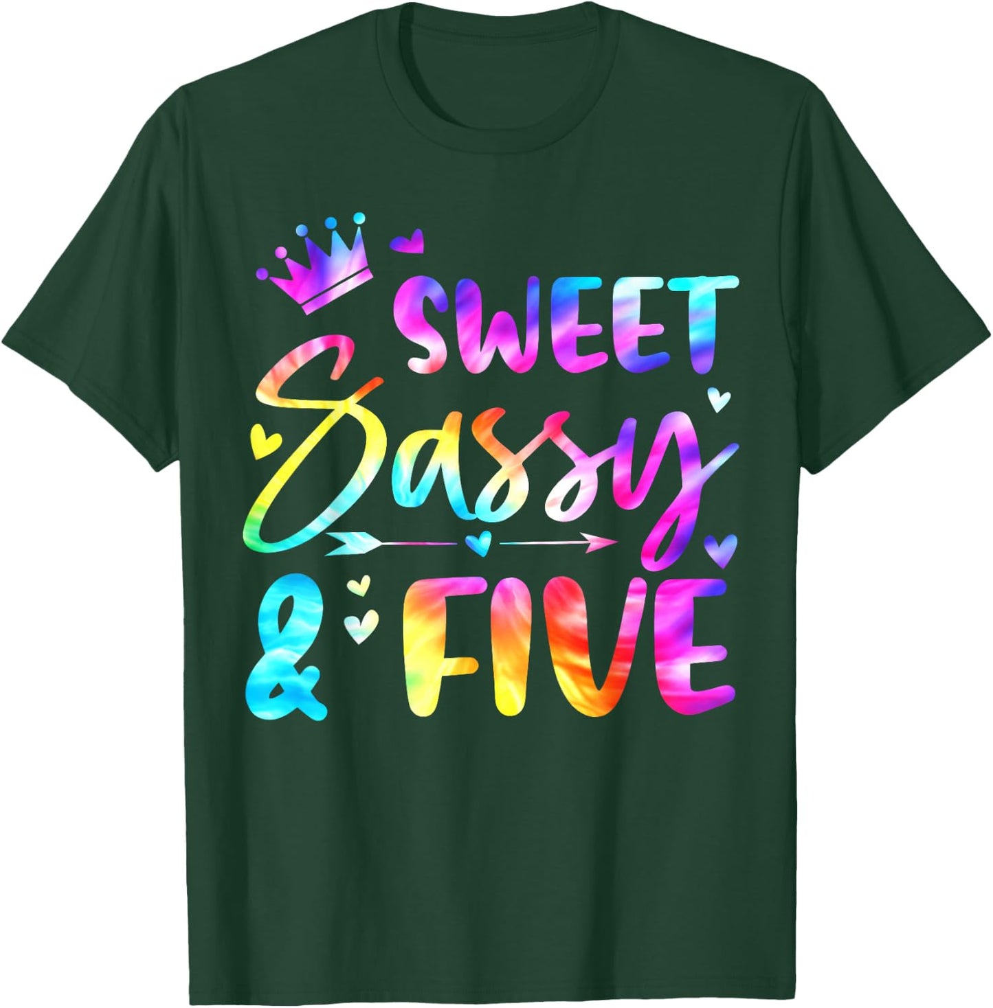 Sweet Sassy And Five Tie Dye 5th Bday 5 Years Old T-Shirt - T-Shirt | Forest