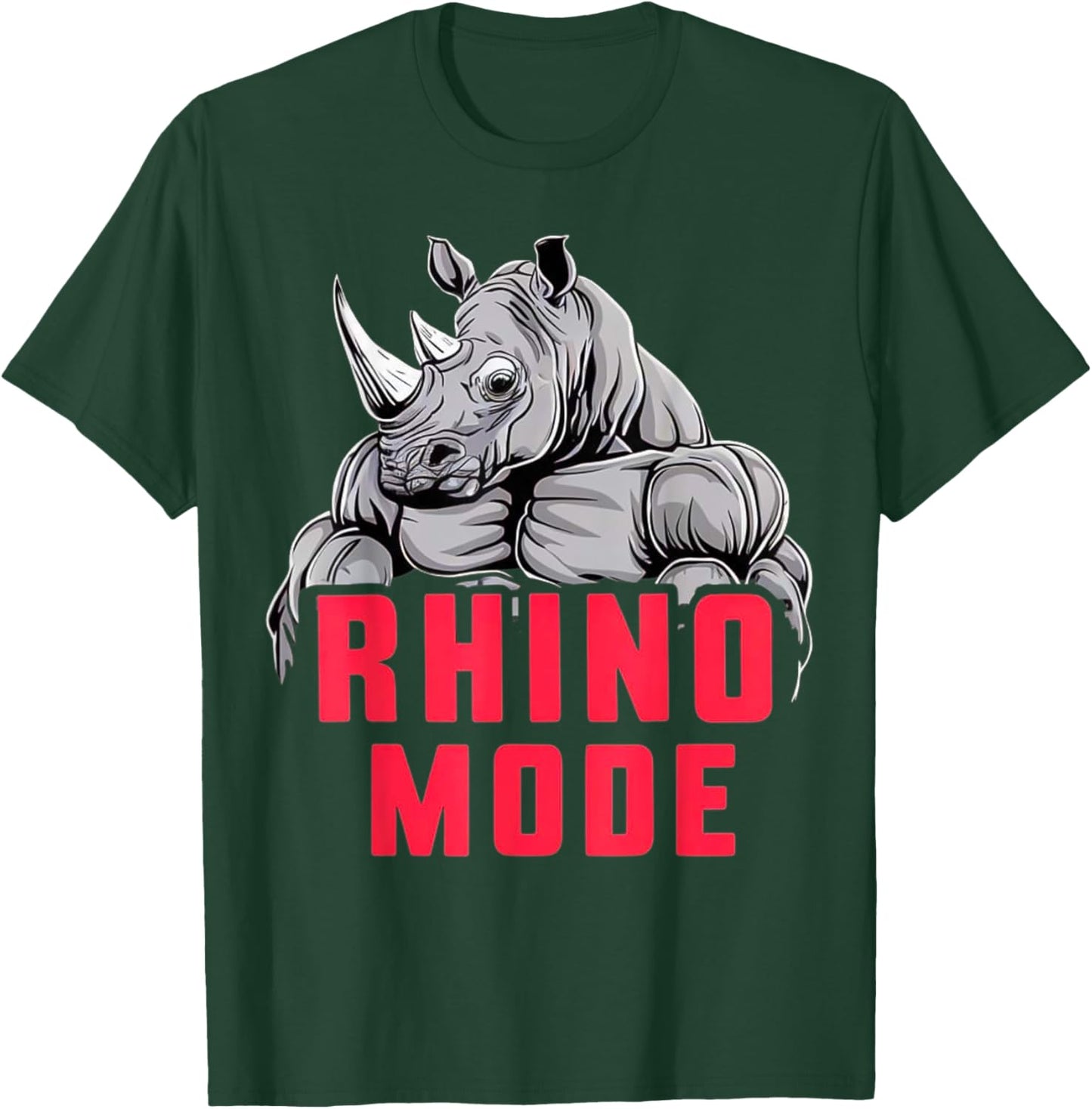 Funny Bodybuilding Rhino Mode Workout Fitness Gym Motivation T-Shirt - T-Shirt | Forest