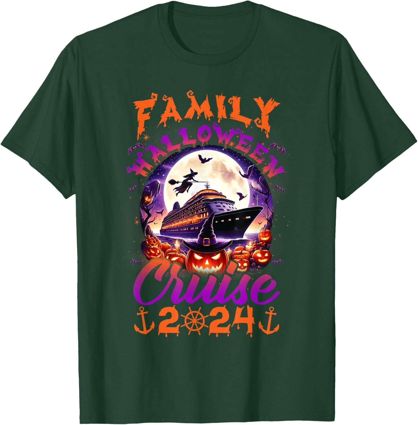 Family Halloween Cruise 2024 Halloween Cruise Cruising Lover T-Shirt - T-Shirt | Forest