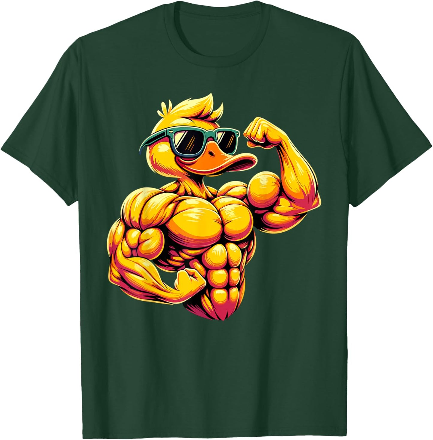 Muscular Duck Bodybuilder Rubber Duck T-Shirt - T-Shirt | Forest
