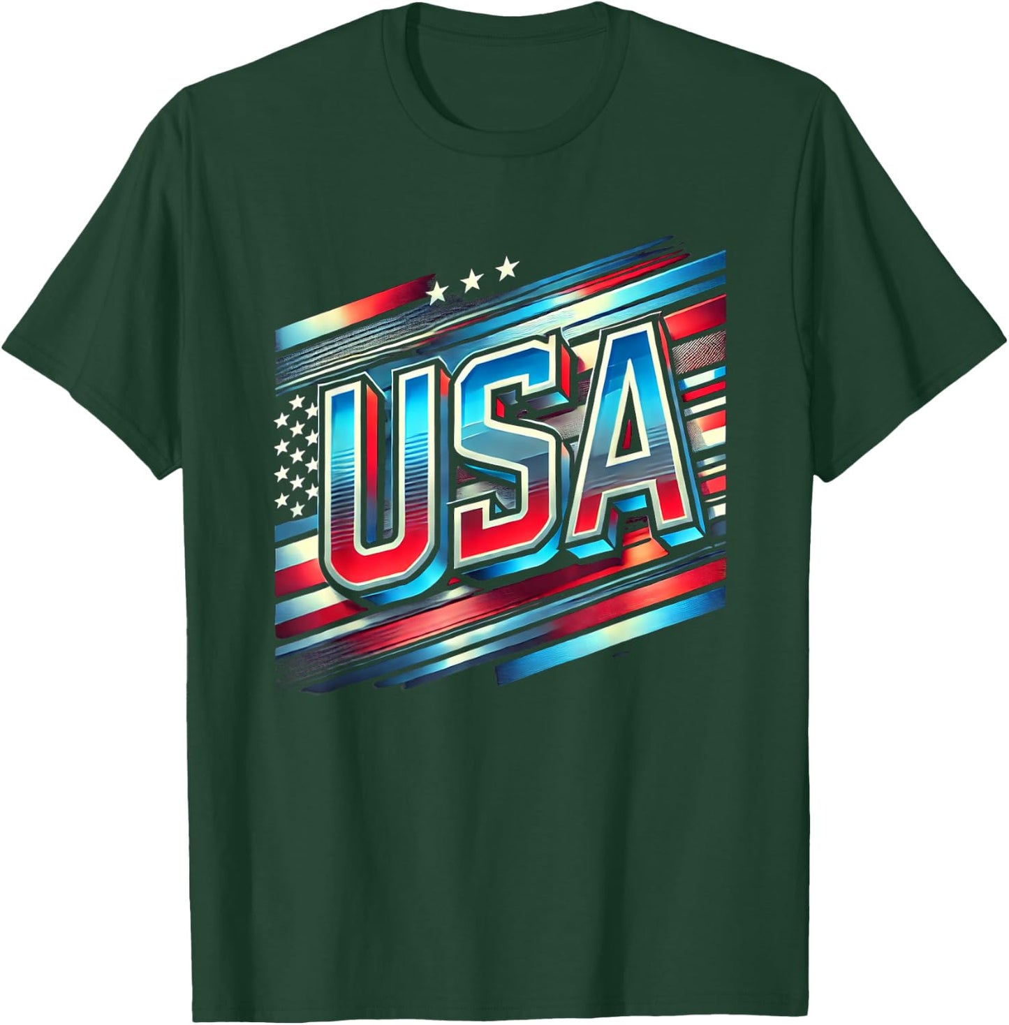 USA American Flag Patriotic Design Men T-Shirt - T-Shirt | Forest