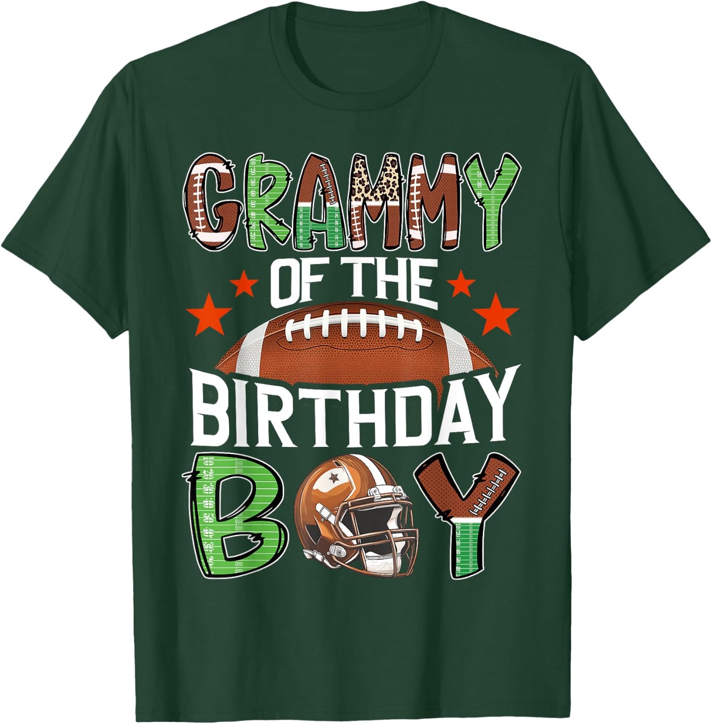 Grammy Of The Birthday Boy Game Day Football T-Shirt - T-Shirt | Forest