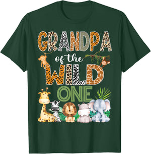 Grandpa Of The Wild One 1St Birthday Safari Zoo Jungle T-Shirt - T-Shirt | Forest